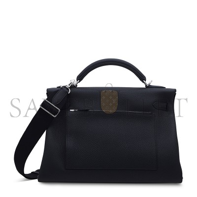 HERMES MASTER BLACK TOGO LEATHER MAXI KELLY 42 WITH PALLADIUM HARDWARE 19271 (42*27*17cm)